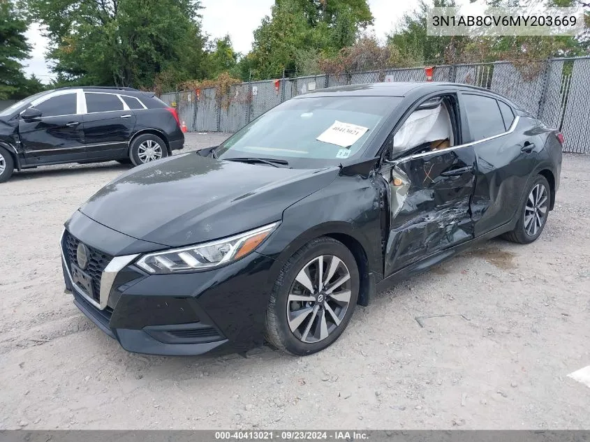 2021 Nissan Sentra Sv VIN: 3N1AB8CV6MY203669 Lot: 40413021