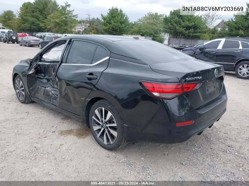 2021 Nissan Sentra Sv VIN: 3N1AB8CV6MY203669 Lot: 40413021