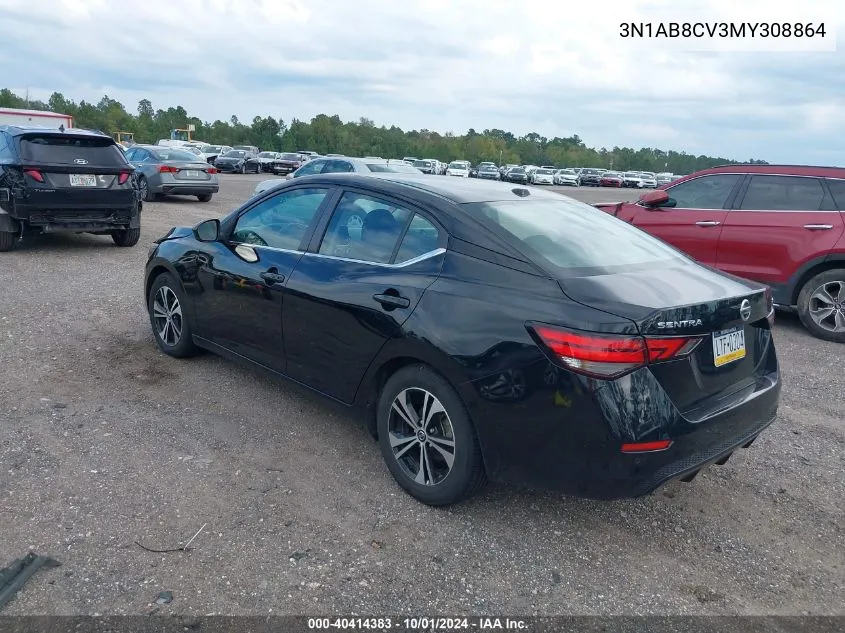 2021 Nissan Sentra Sv Xtronic Cvt VIN: 3N1AB8CV3MY308864 Lot: 40414383