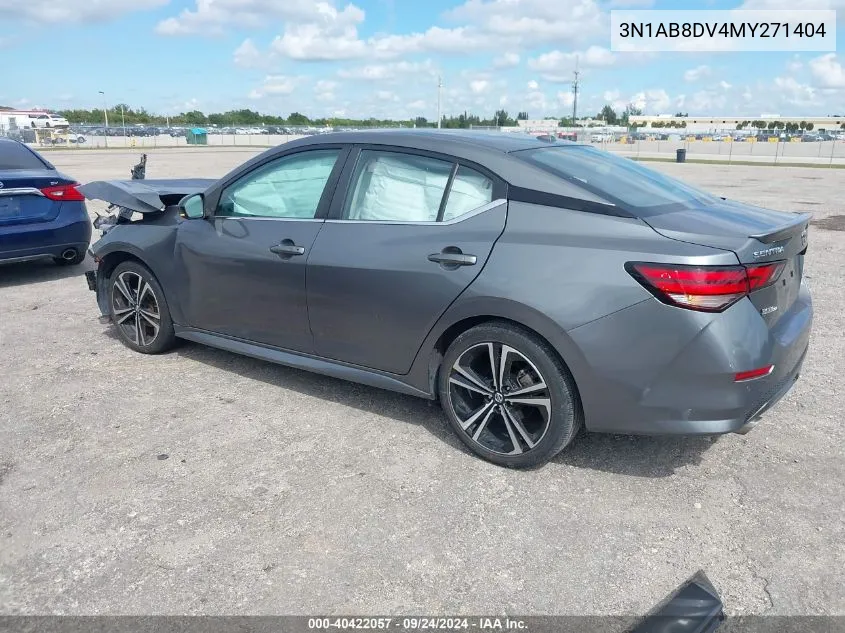 2021 Nissan Sentra Sr Xtronic Cvt VIN: 3N1AB8DV4MY271404 Lot: 40422057