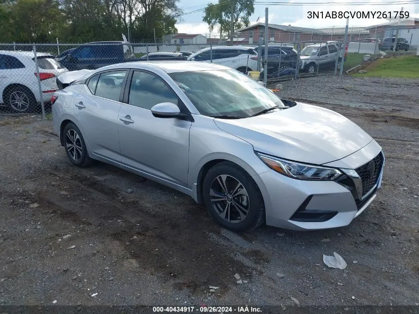 2021 Nissan Sentra Sv Xtronic Cvt VIN: 3N1AB8CV0MY261759 Lot: 40434917