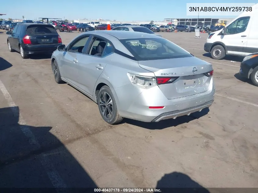 2021 Nissan Sentra Sv Xtronic Cvt VIN: 3N1AB8CV4MY259738 Lot: 40437178