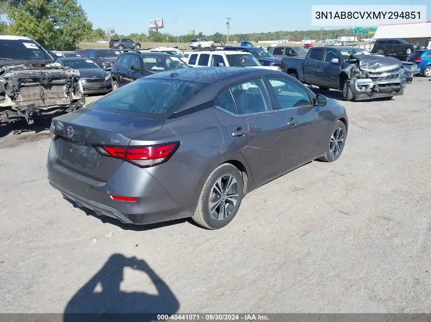 2021 Nissan Sentra Sv VIN: 3N1AB8CVXMY294851 Lot: 40441071