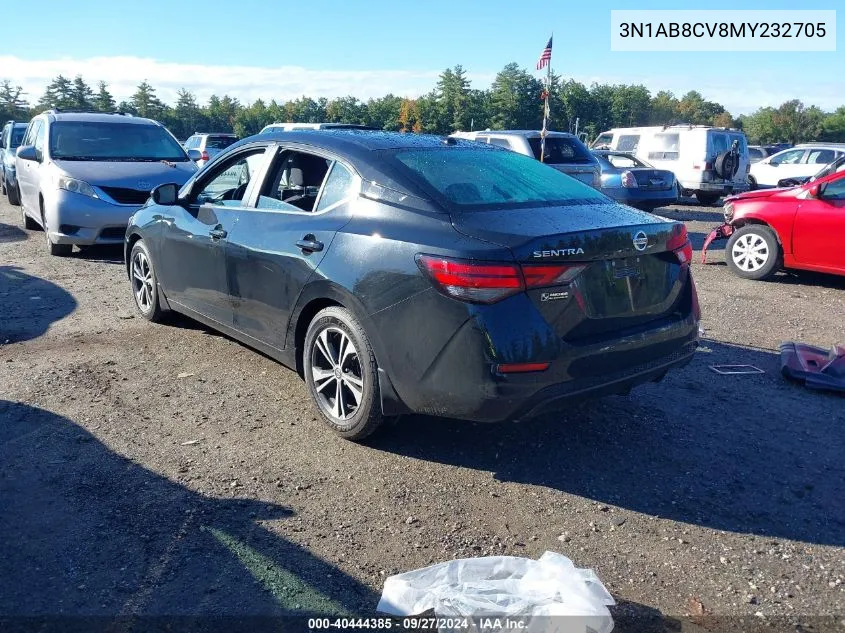 2021 Nissan Sentra Sv Xtronic Cvt VIN: 3N1AB8CV8MY232705 Lot: 40444385