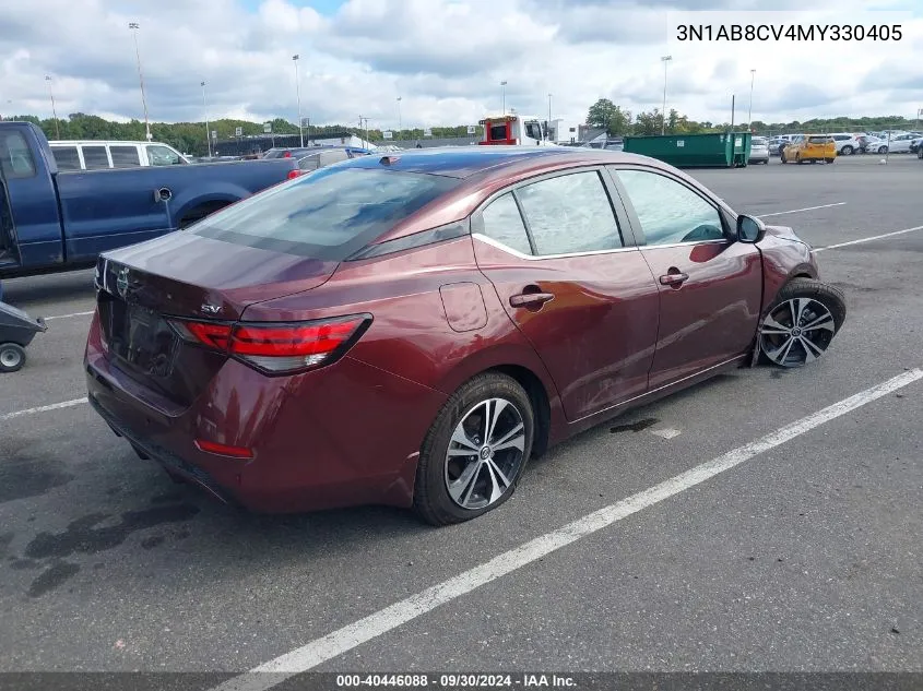 2021 Nissan Sentra Sv Xtronic Cvt VIN: 3N1AB8CV4MY330405 Lot: 40446088