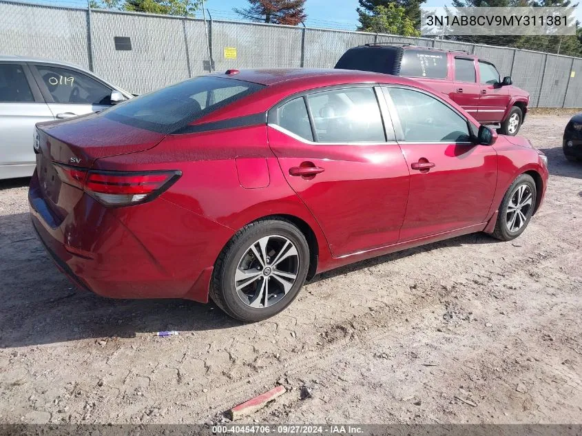 2021 Nissan Sentra Sv Xtronic Cvt VIN: 3N1AB8CV9MY311381 Lot: 40454706