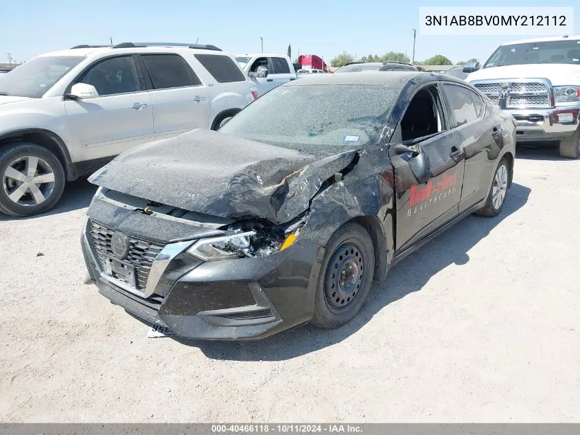 2021 Nissan Sentra S Xtronic Cvt VIN: 3N1AB8BV0MY212112 Lot: 40466118