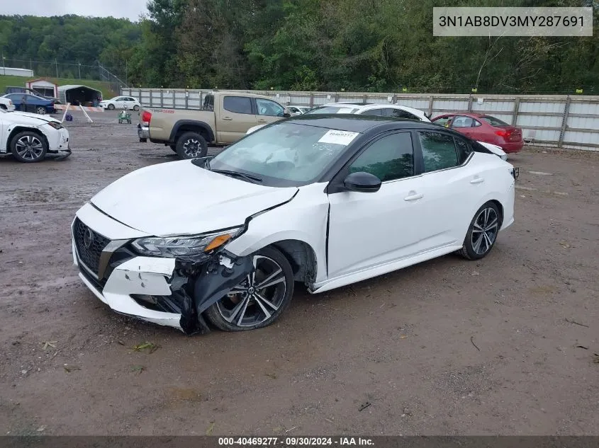 2021 Nissan Sentra Sr Xtronic Cvt VIN: 3N1AB8DV3MY287691 Lot: 40469277