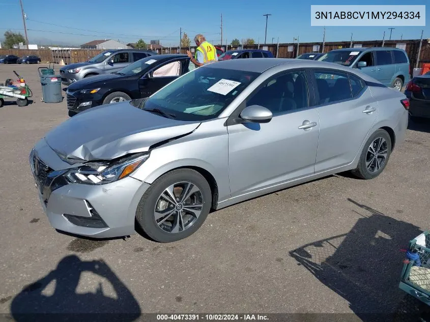 2021 Nissan Sentra Sv Xtronic Cvt VIN: 3N1AB8CV1MY294334 Lot: 40473391