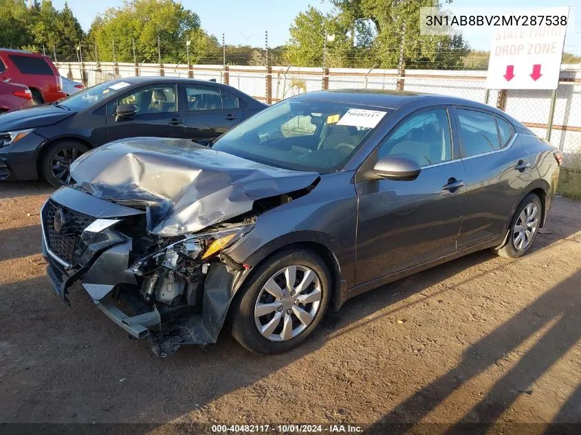 2021 Nissan Sentra S Xtronic Cvt VIN: 3N1AB8BV2MY287538 Lot: 40482117