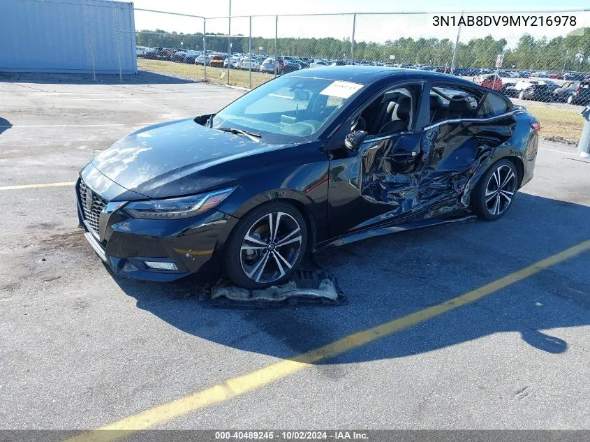 2021 Nissan Sentra Sr Xtronic Cvt VIN: 3N1AB8DV9MY216978 Lot: 40489245