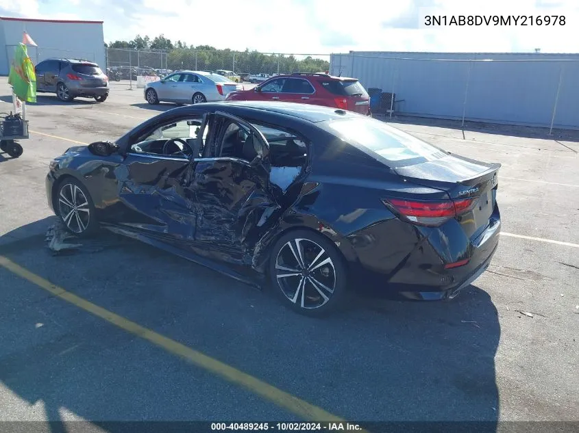 2021 Nissan Sentra Sr Xtronic Cvt VIN: 3N1AB8DV9MY216978 Lot: 40489245