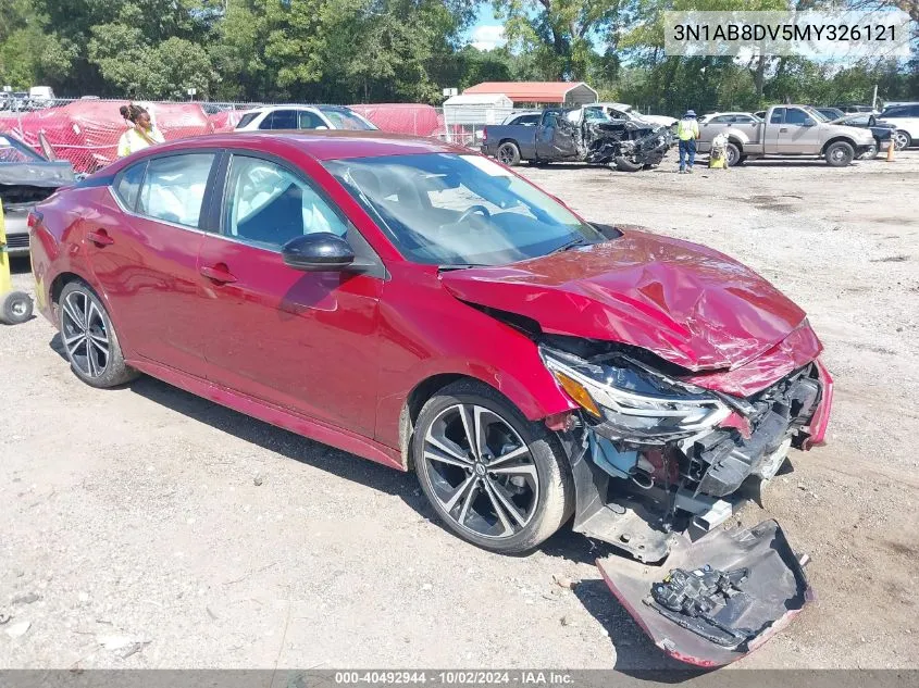 2021 Nissan Sentra Sr Xtronic Cvt VIN: 3N1AB8DV5MY326121 Lot: 40492944