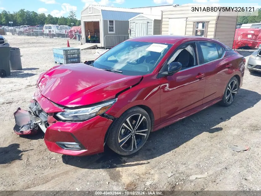 2021 Nissan Sentra Sr Xtronic Cvt VIN: 3N1AB8DV5MY326121 Lot: 40492944