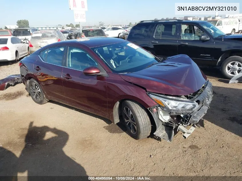 2021 Nissan Sentra Sv VIN: 3N1AB8CV2MY321010 Lot: 40495054