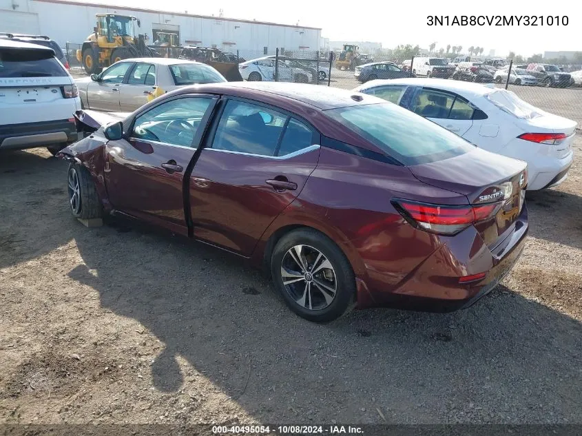 2021 Nissan Sentra Sv VIN: 3N1AB8CV2MY321010 Lot: 40495054