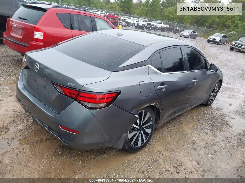 2021 Nissan Sentra Sv Xtronic Cvt VIN: 3N1AB8CV9MY315611 Lot: 40495984