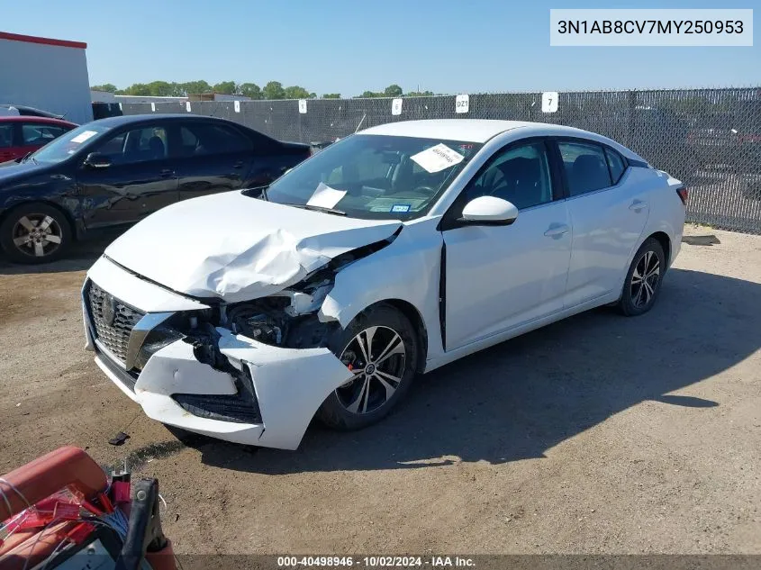 2021 Nissan Sentra Sv Xtronic Cvt VIN: 3N1AB8CV7MY250953 Lot: 40498946