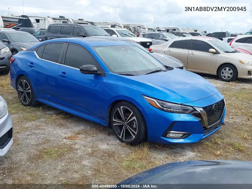 2021 Nissan Sentra Sr VIN: 3N1AB8DV2MY200945 Lot: 40499050