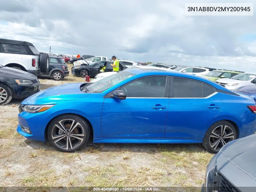 2021 Nissan Sentra Sr VIN: 3N1AB8DV2MY200945 Lot: 40499050