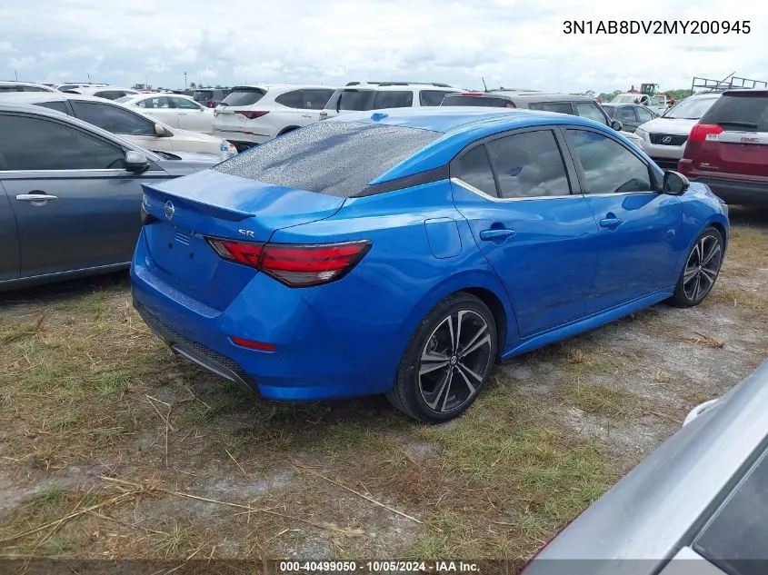 2021 Nissan Sentra Sr VIN: 3N1AB8DV2MY200945 Lot: 40499050