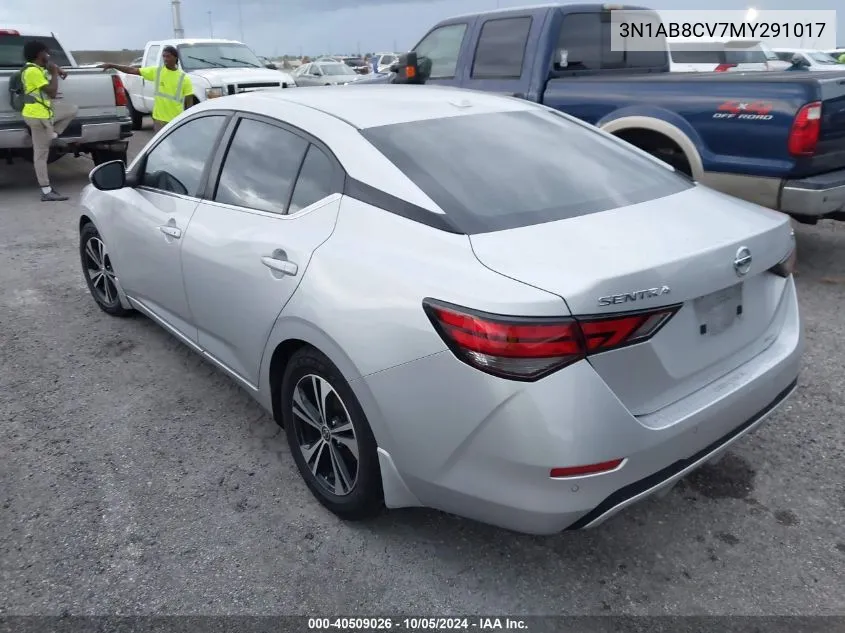 2021 Nissan Sentra Sv Xtronic Cvt VIN: 3N1AB8CV7MY291017 Lot: 40509026