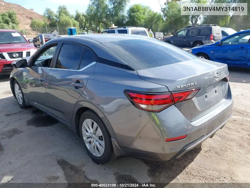 2021 Nissan Sentra S Xtronic Cvt VIN: 3N1AB8BV4MY314819 Lot: 40523109