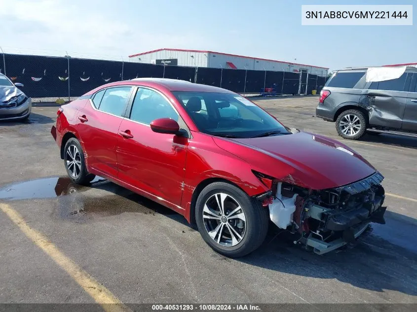 2021 Nissan Sentra Sv Xtronic Cvt VIN: 3N1AB8CV6MY221444 Lot: 40531293