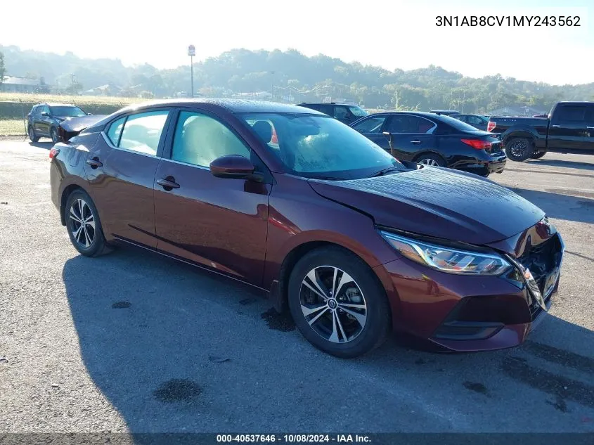 2021 Nissan Sentra Sv Xtronic Cvt VIN: 3N1AB8CV1MY243562 Lot: 40537646