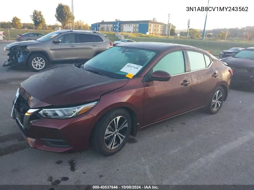 2021 Nissan Sentra Sv Xtronic Cvt VIN: 3N1AB8CV1MY243562 Lot: 40537646