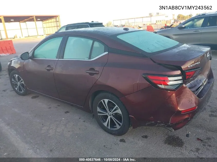 2021 Nissan Sentra Sv Xtronic Cvt VIN: 3N1AB8CV1MY243562 Lot: 40537646