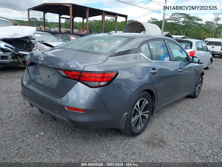 2021 Nissan Sentra Sv Xtronic Cvt VIN: 3N1AB8CV2MY202535 Lot: 40539320