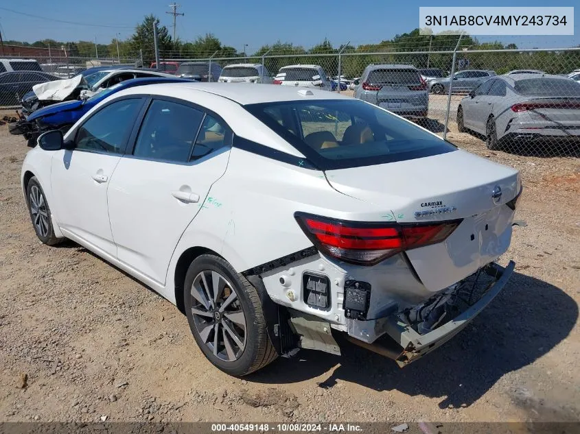 2021 Nissan Sentra Sv Xtronic Cvt VIN: 3N1AB8CV4MY243734 Lot: 40549148