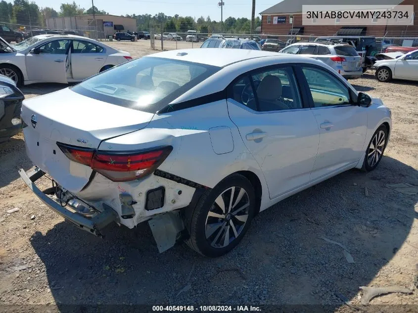 2021 Nissan Sentra Sv Xtronic Cvt VIN: 3N1AB8CV4MY243734 Lot: 40549148