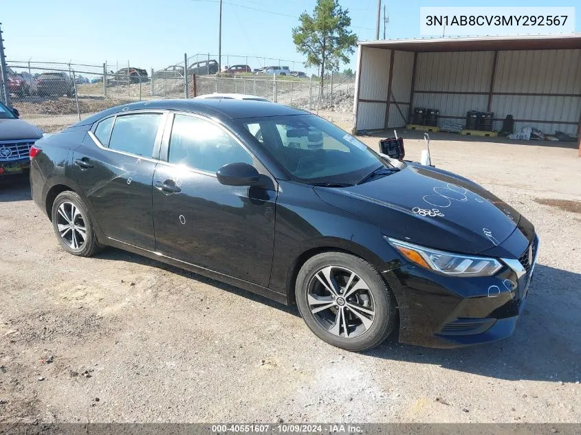 2021 Nissan Sentra Sv Xtronic Cvt VIN: 3N1AB8CV3MY292567 Lot: 40551607