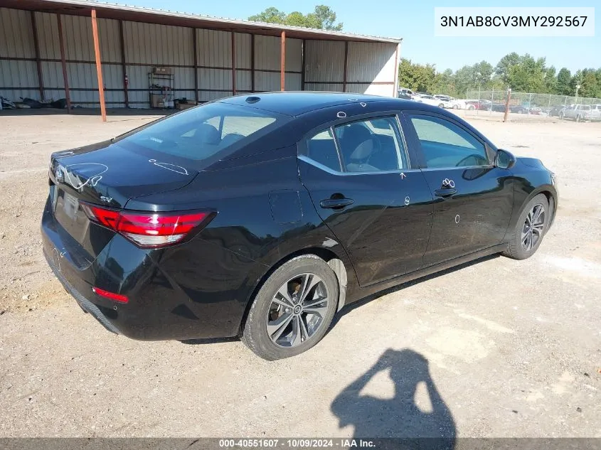 2021 Nissan Sentra Sv Xtronic Cvt VIN: 3N1AB8CV3MY292567 Lot: 40551607