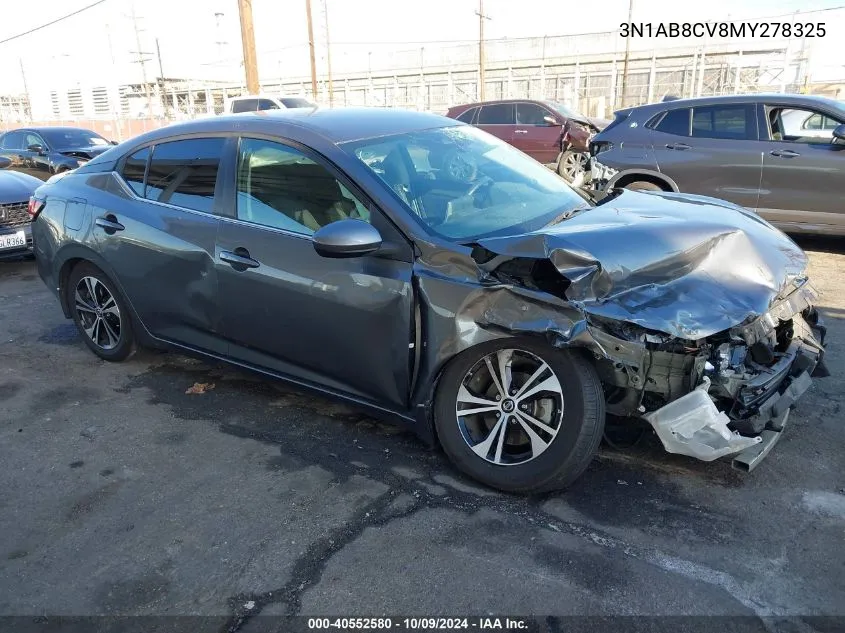 2021 Nissan Sentra Sv VIN: 3N1AB8CV8MY278325 Lot: 40552580