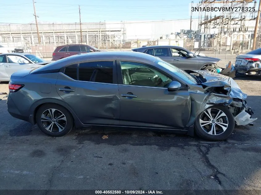 2021 Nissan Sentra Sv VIN: 3N1AB8CV8MY278325 Lot: 40552580