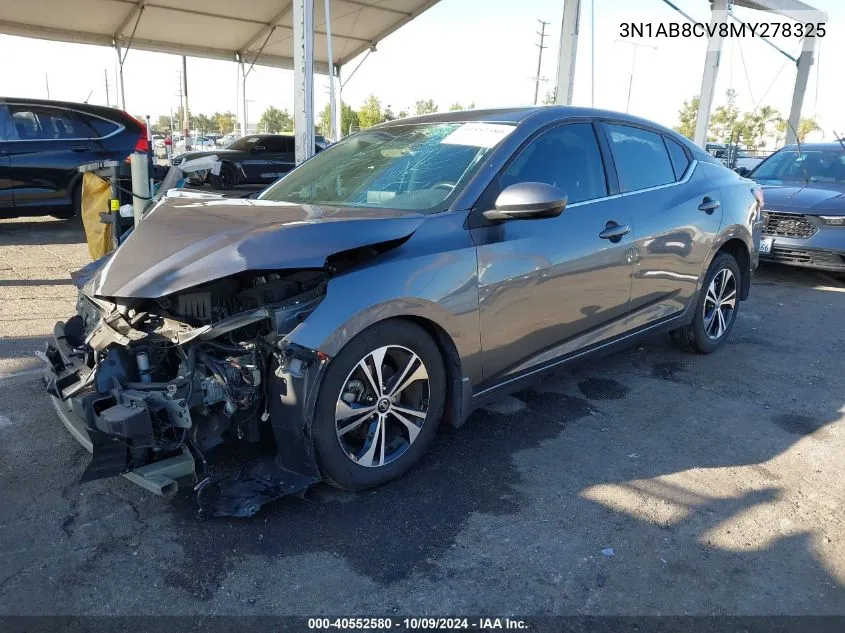 2021 Nissan Sentra Sv VIN: 3N1AB8CV8MY278325 Lot: 40552580