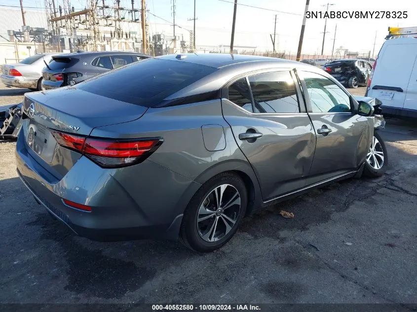 2021 Nissan Sentra Sv VIN: 3N1AB8CV8MY278325 Lot: 40552580