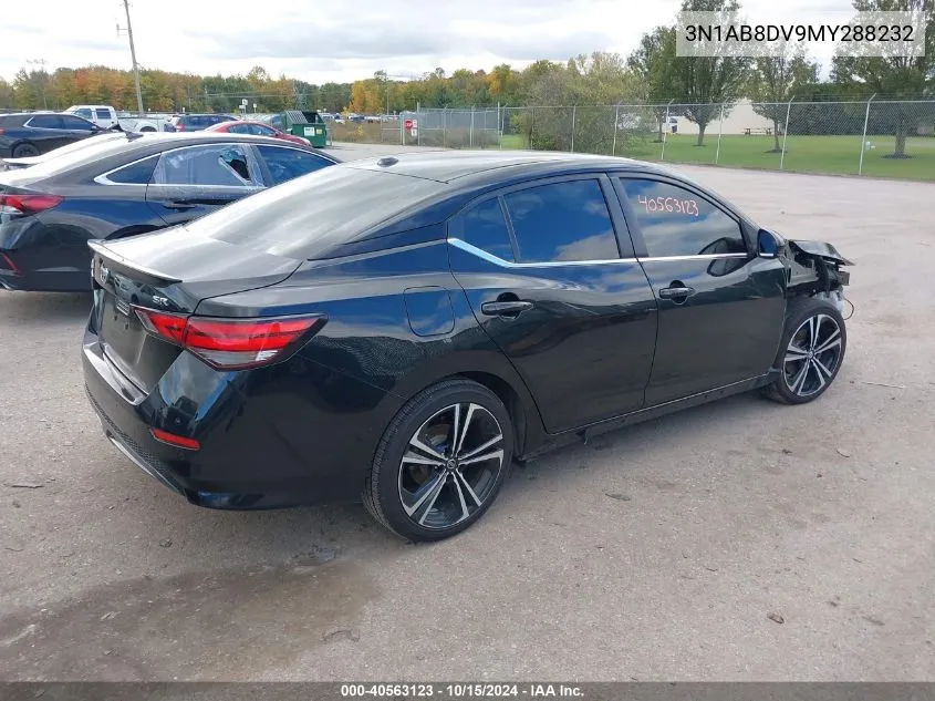 2021 Nissan Sentra Sr Xtronic Cvt VIN: 3N1AB8DV9MY288232 Lot: 40563123