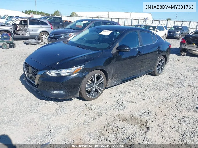 2021 Nissan Sentra Sr Xtronic Cvt VIN: 3N1AB8DV4MY331763 Lot: 40569483