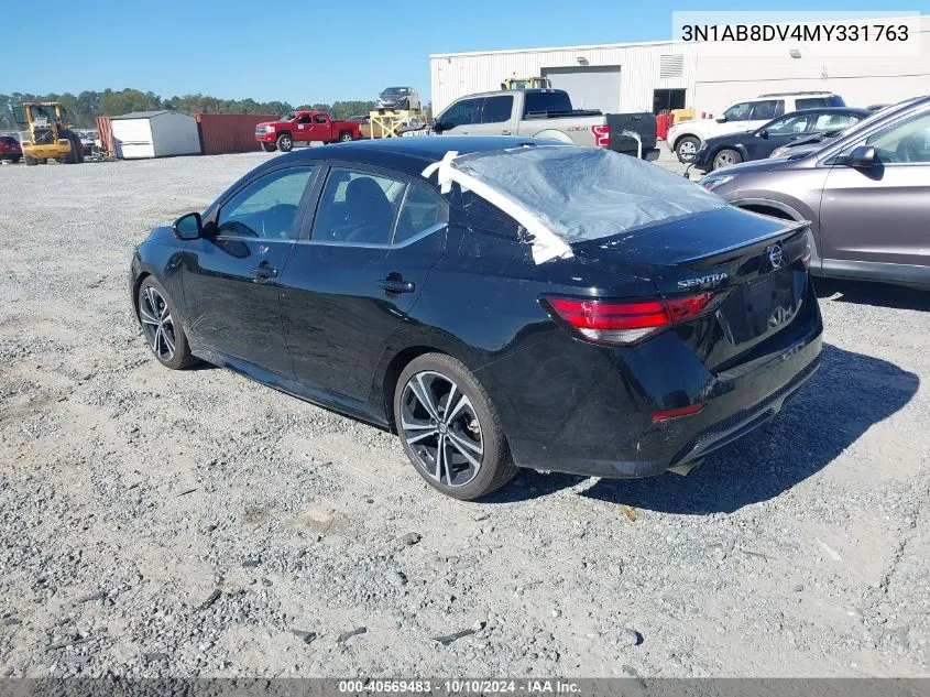 2021 Nissan Sentra Sr Xtronic Cvt VIN: 3N1AB8DV4MY331763 Lot: 40569483