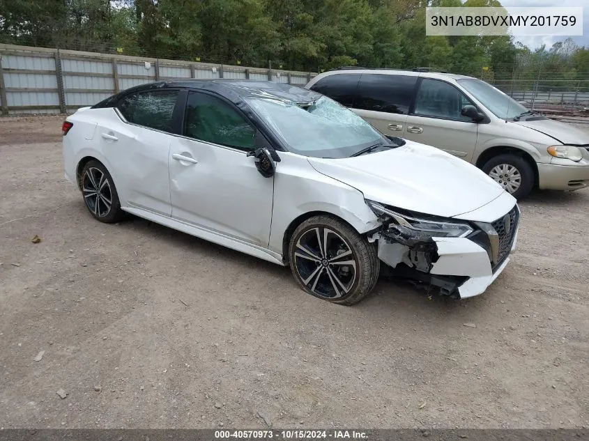 2021 Nissan Sentra Sr Xtronic Cvt VIN: 3N1AB8DVXMY201759 Lot: 40570973