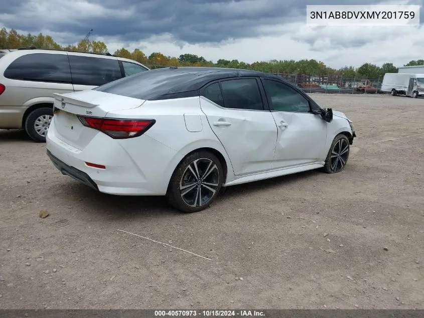 2021 Nissan Sentra Sr Xtronic Cvt VIN: 3N1AB8DVXMY201759 Lot: 40570973