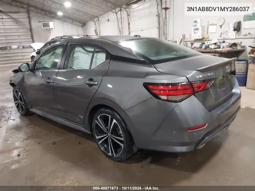 2021 Nissan Sentra Sr VIN: 3N1AB8DV1MY286037 Lot: 40571673