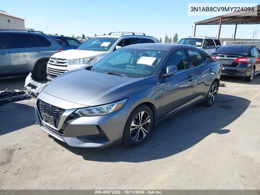 2021 Nissan Sentra Sv Xtronic Cvt VIN: 3N1AB8CV9MY224094 Lot: 40572282