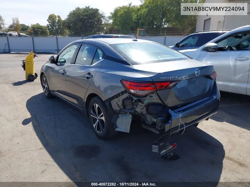 2021 Nissan Sentra Sv Xtronic Cvt VIN: 3N1AB8CV9MY224094 Lot: 40572282