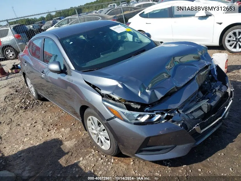 2021 Nissan Sentra S Xtronic Cvt VIN: 3N1AB8BV8MY312653 Lot: 40572981