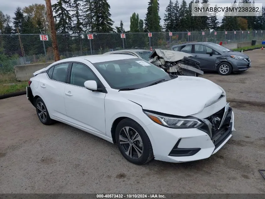 2021 Nissan Sentra Sv Xtronic Cvt VIN: 3N1AB8CV3MY238282 Lot: 40573432